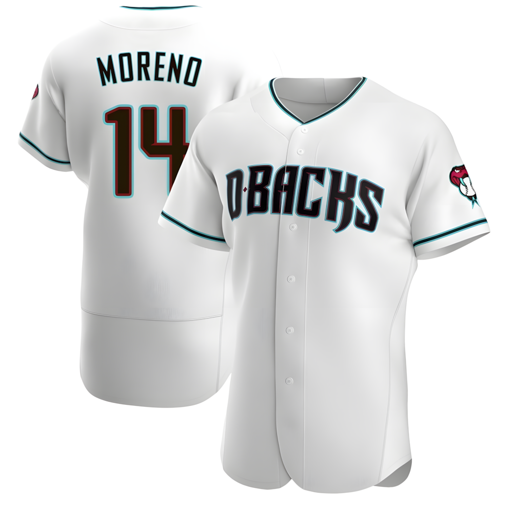 Fenge A.Diamondbacks #14 Gabriel Moreno Player White Teal Alternate Stitched Jerseys