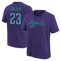 Fenge A.Diamondbacks #23 Zac Gallen Player Purple Fuse City Connect round collar T shirt Stitched Jerseys