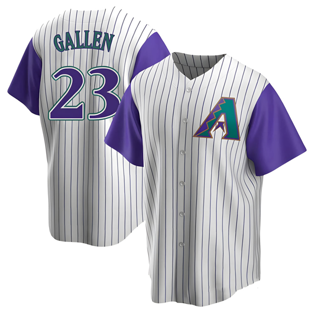 Fenge A.Diamondbacks #23 Zac Gallen Player White-Purple Replica Stitched Jerseys