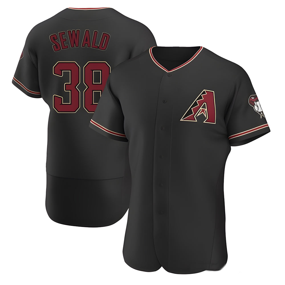 Fenge A.Diamondbacks #38 Paul Sewald Player  Black Alternate Authentic Stitched Jersey