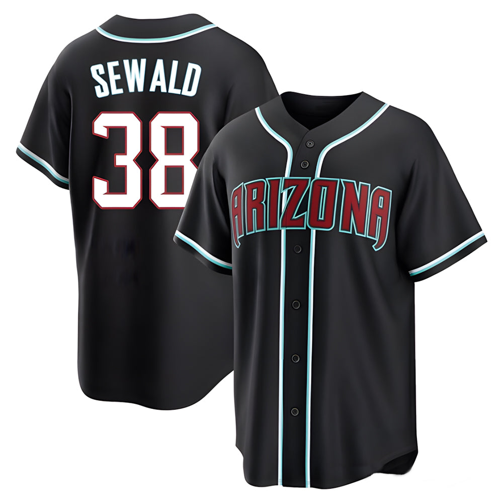 Fenge A.Diamondbacks #38 Paul Sewald Player  Black Replica Fashion Out Stitched Jersey
