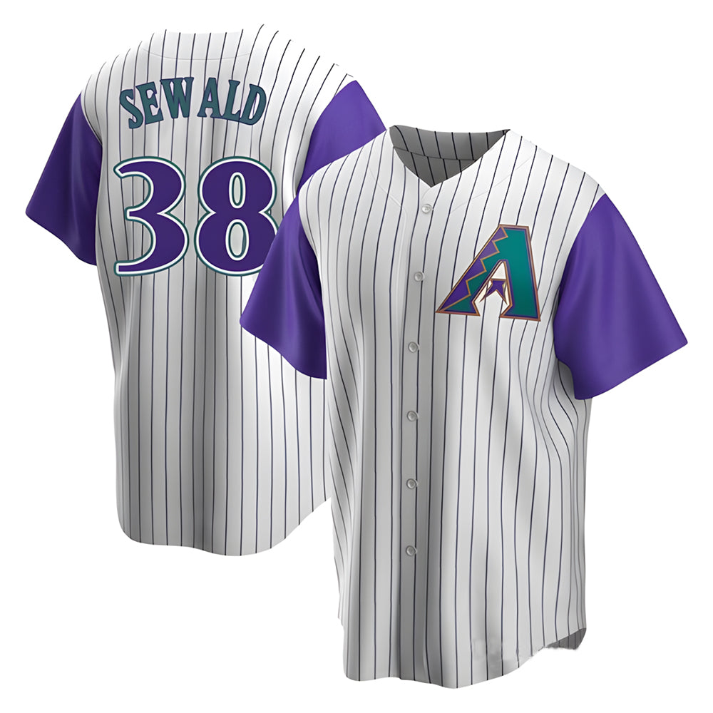 Fenge A.Diamondbacks #38 Paul Sewald Player  Cream Purple Alternate Cooperstown Collection Stitched Jersey