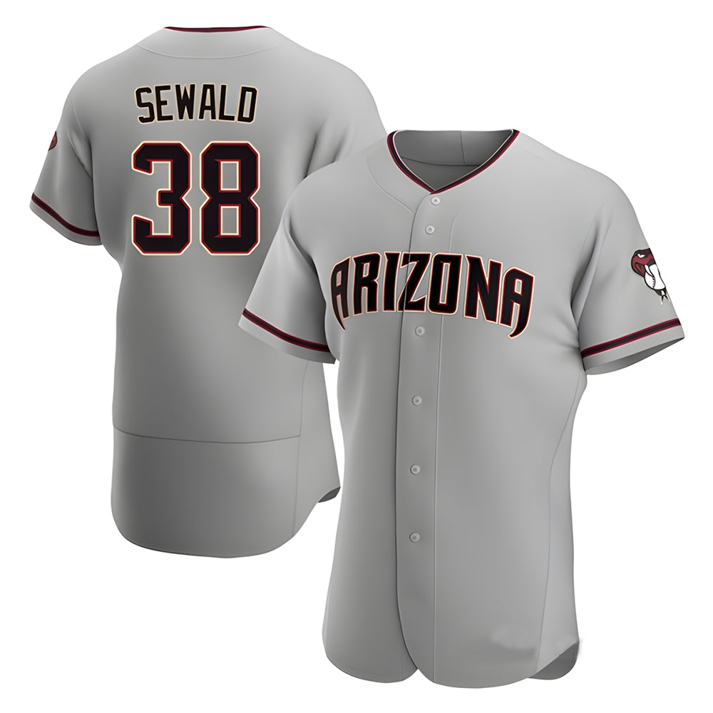 Fenge A.Diamondbacks #38 Paul Sewald Player Gray Authentic Road Stitched Jersey