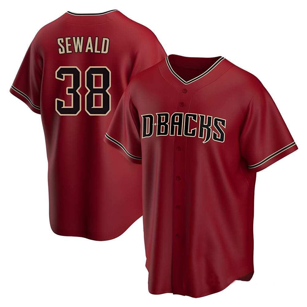 Fenge A.Diamondbacks #38 Paul Sewald Player Red Alternate Replica Stitched Jersey