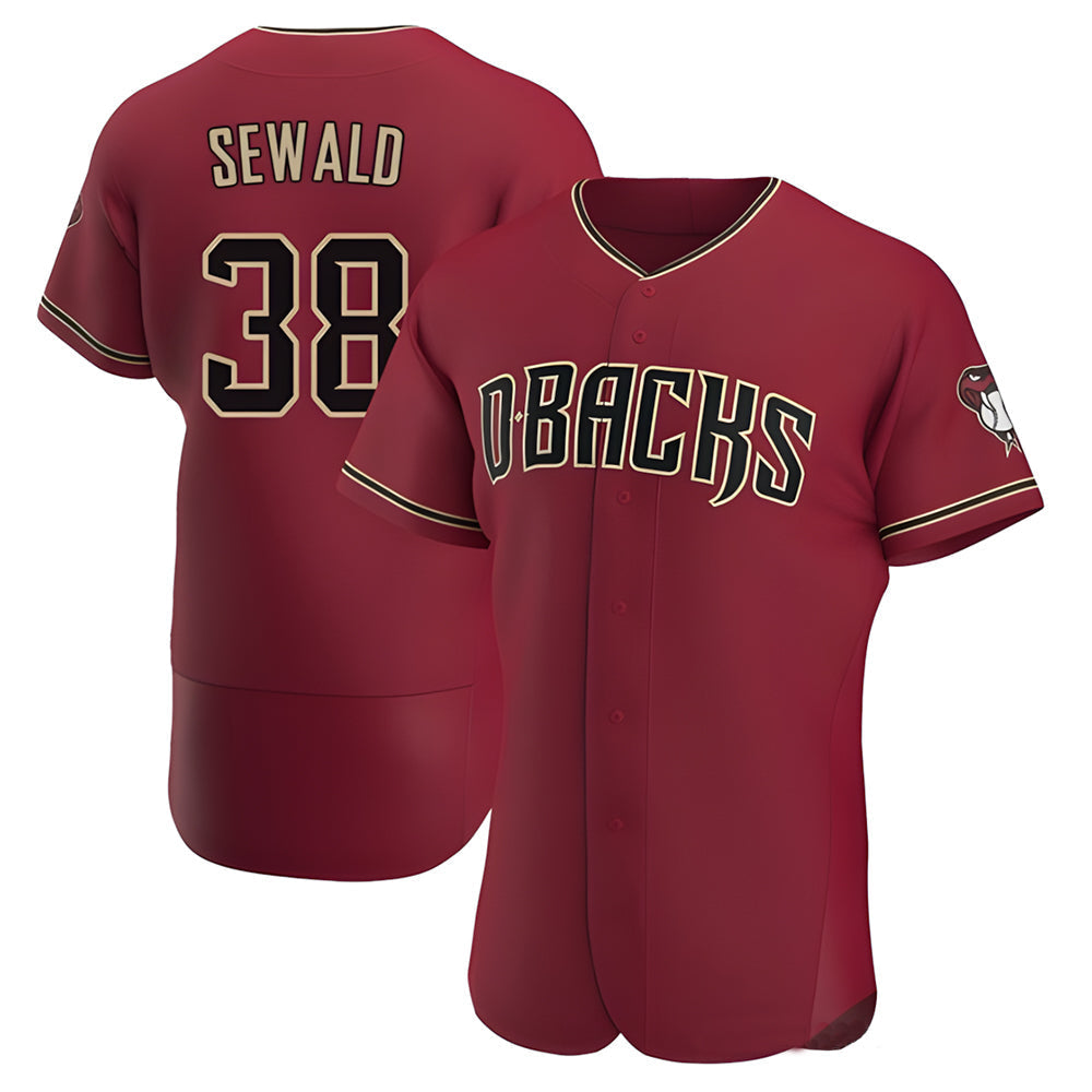 Fenge A.Diamondbacks #38 Paul Sewald Player Red Crimson Alternate Stitched Jersey