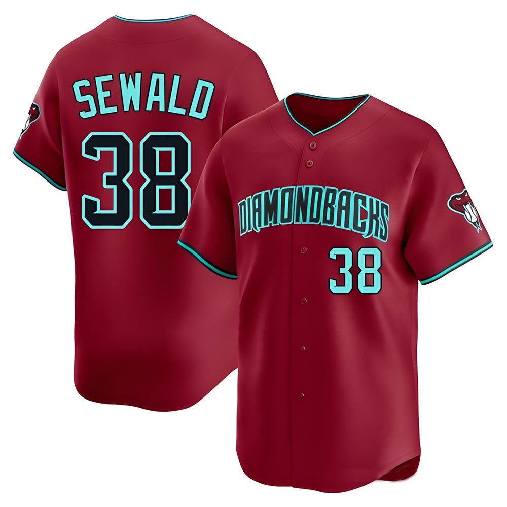 Fenge A.Diamondbacks #38 Paul Sewald Player Red Limited Alternate Stitched Jersey