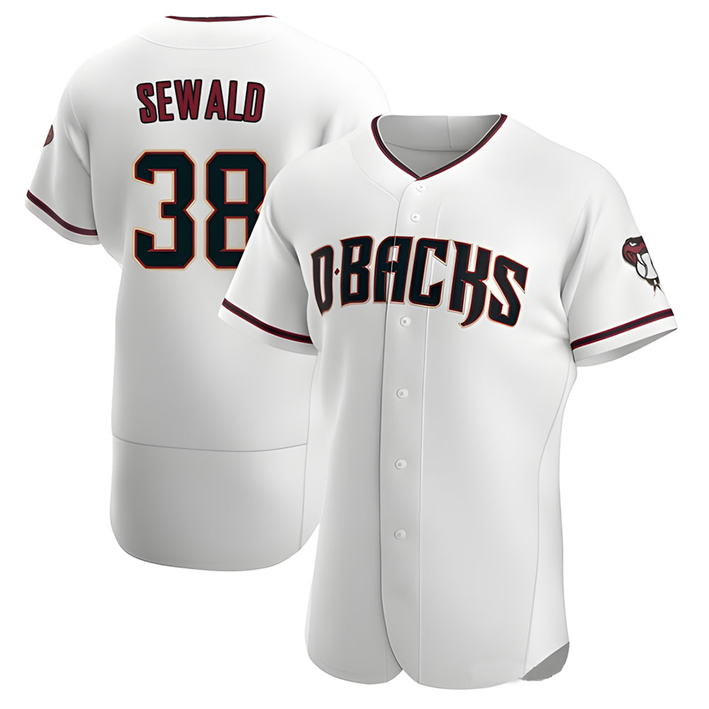 Fenge A.Diamondbacks #38 Paul Sewald Player White Authentic Crimson Home Stitched Jersey