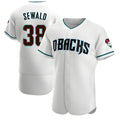 Fenge A.Diamondbacks #38 Paul Sewald Player White Teal Authentic Alternate Stitched Jersey
