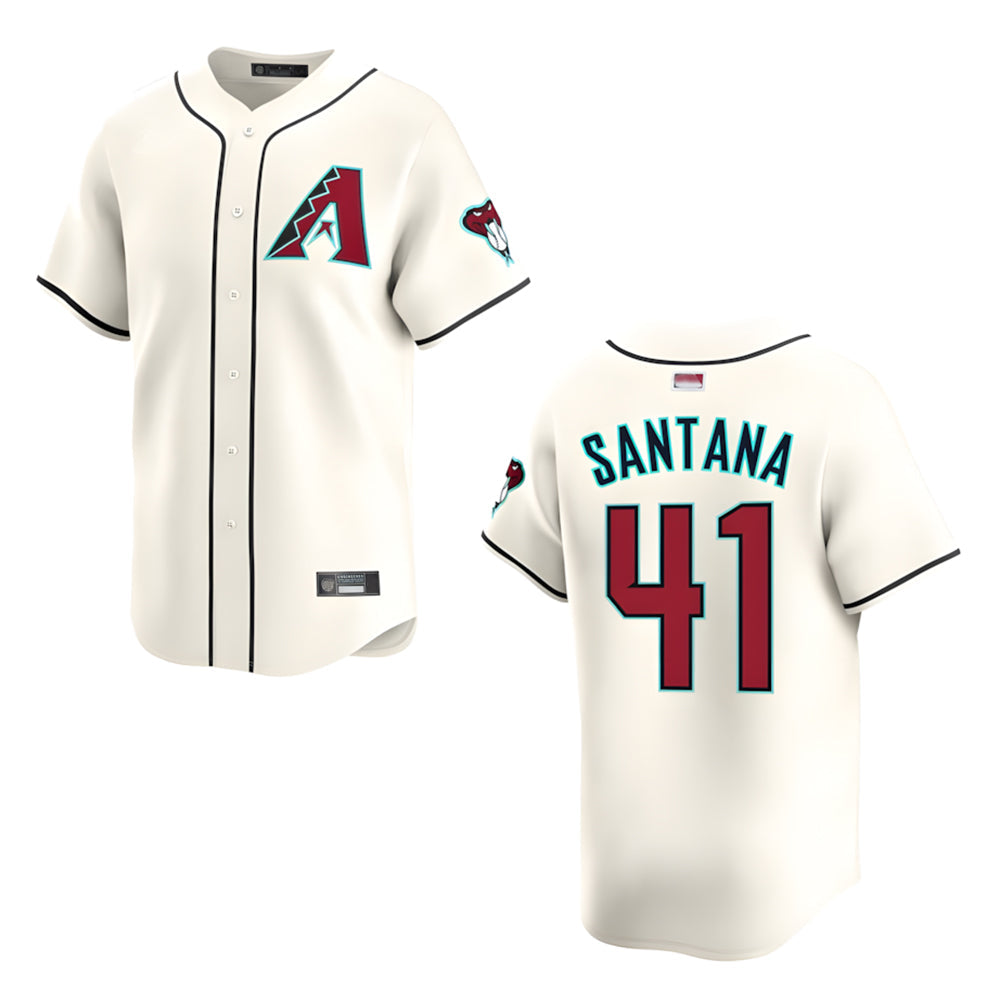 Fenge A.Diamondbacks #41 Carlos Santana Player Cream game time Stitched Jersey