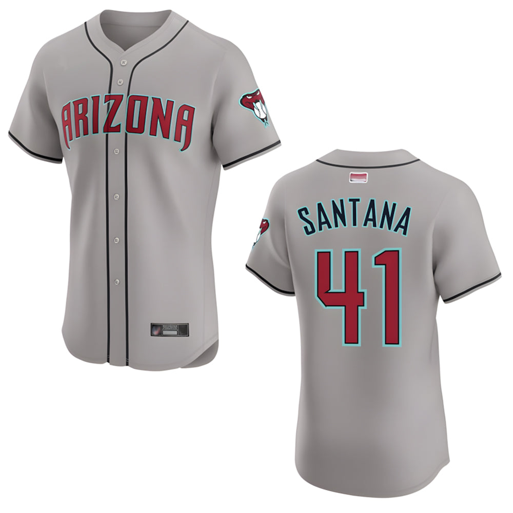 Fenge A.Diamondbacks #41 Carlos Santana Player Gray game time Stitched Jersey