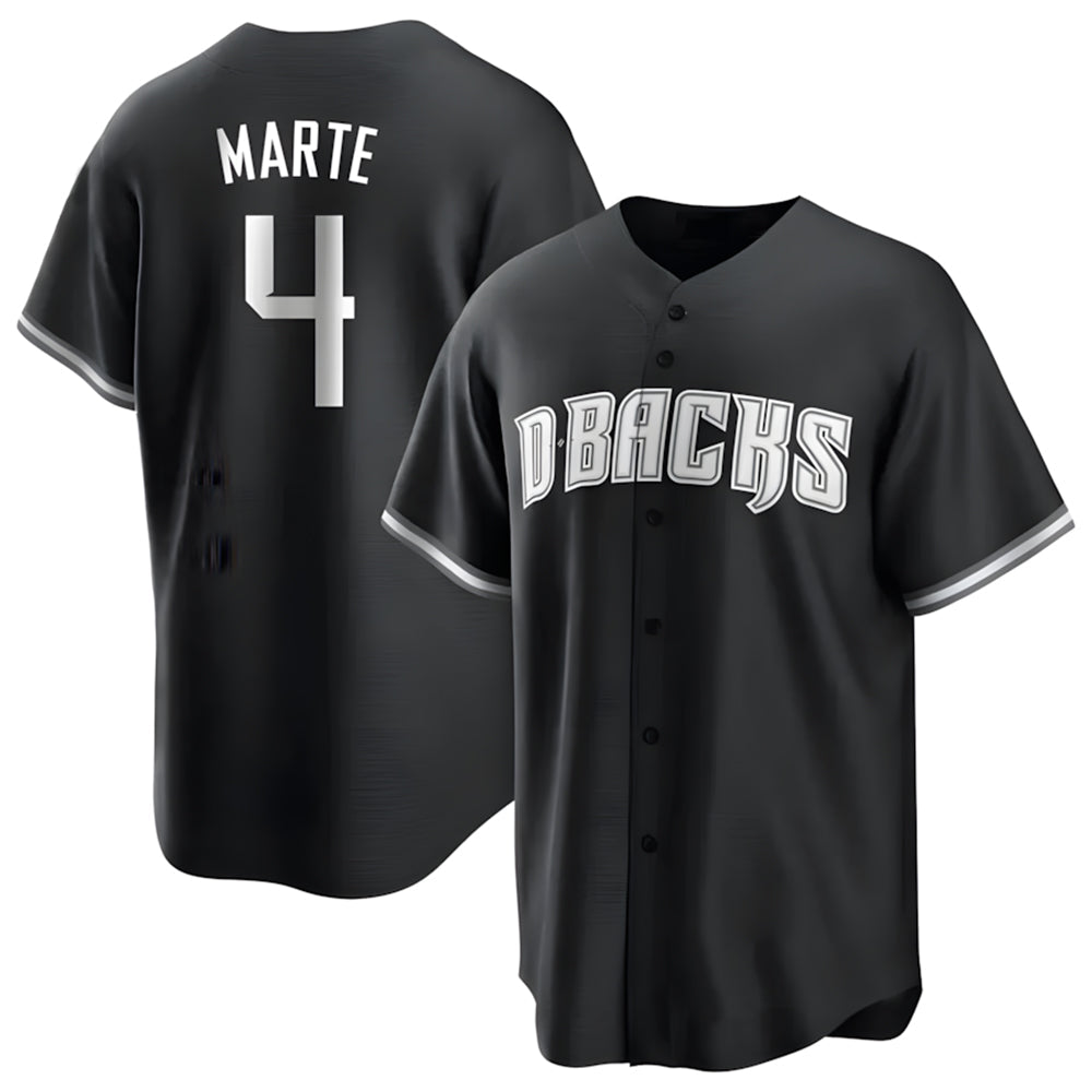 Fenge A.Diamondbacks #4 Ketel Marte Player Black Pointed collar Replica Game Stitched Jerseys