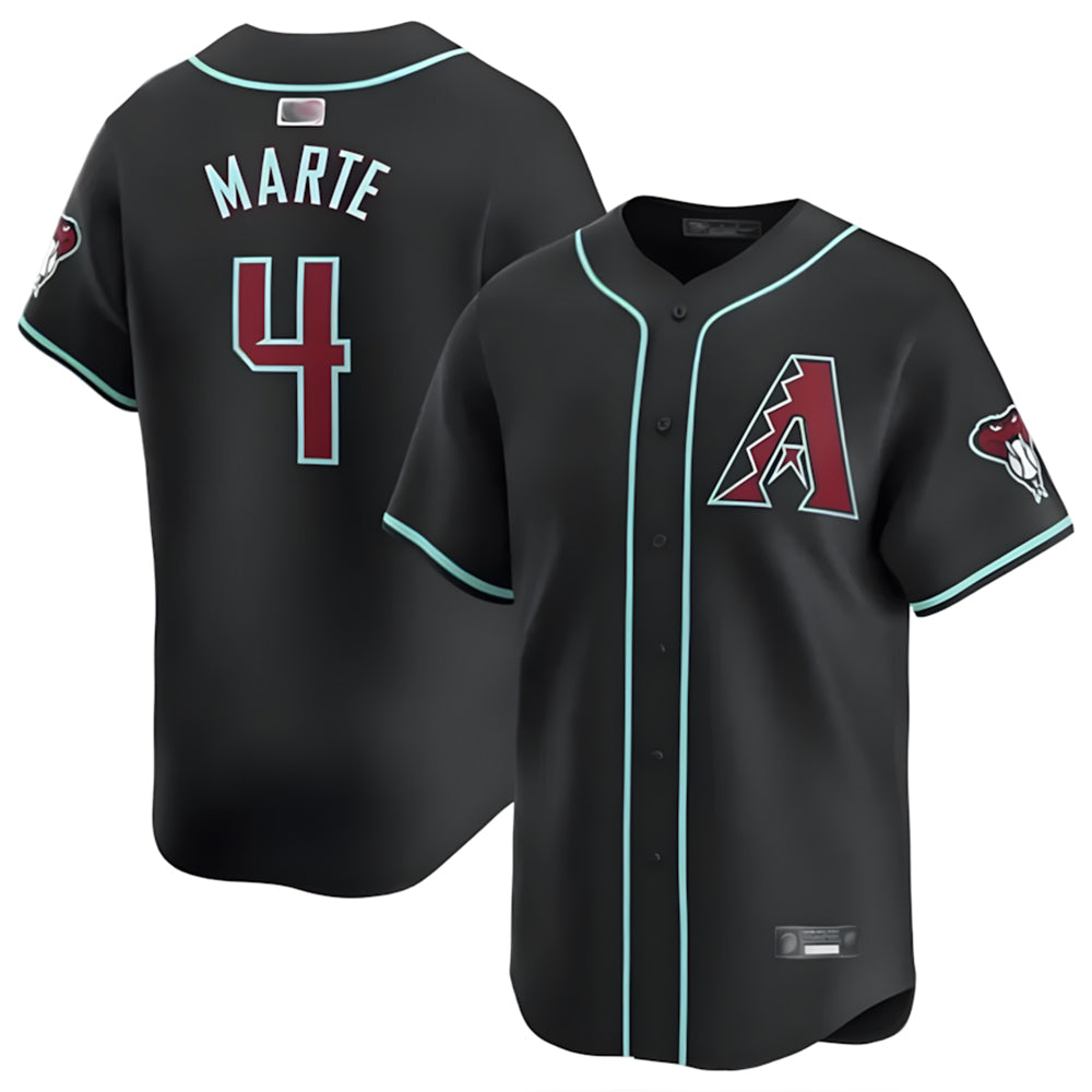 Fenge A.Diamondbacks #4 Ketel Marte Player Black Replica Game Stitched Jerseys