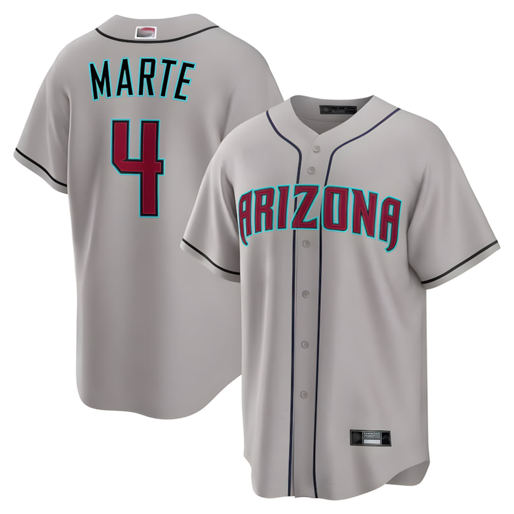 Fenge A.Diamondbacks #4 Ketel Marte Player Gray Home Game Stitched Jerseys