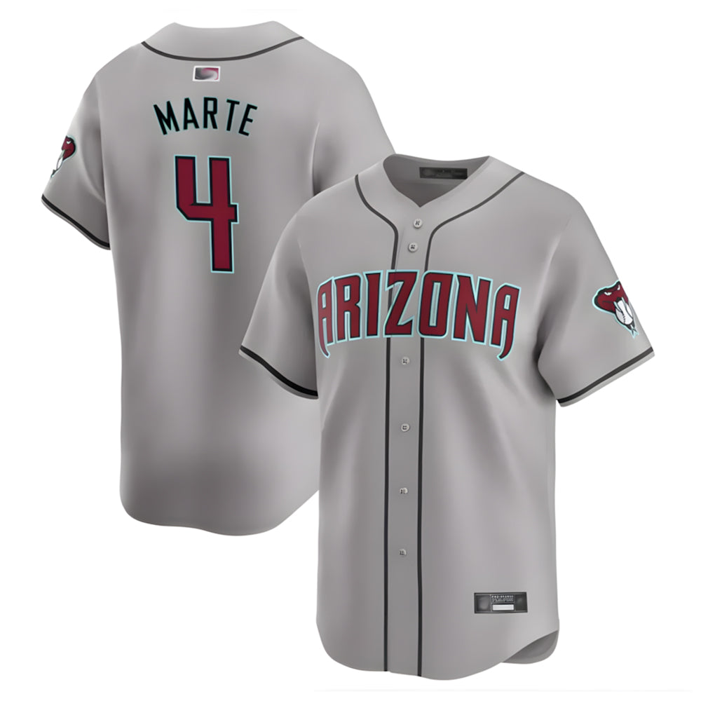 Fenge A.Diamondbacks #4 Ketel Marte Player Gray Replica Game Stitched Jerseys