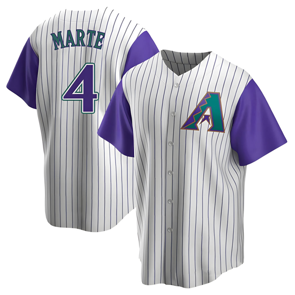 Fenge A.Diamondbacks #4 Ketel Marte Player White-Purple Limited Stitched Jerseys
