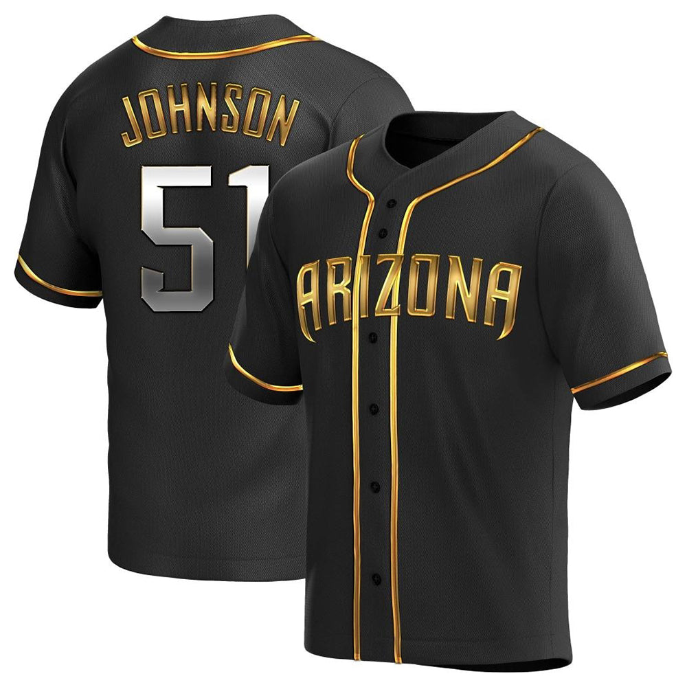 Fenge A.Diamondbacks #51 Randy Johnson Player Black Golden Replica Alternate Stitched Jerseys