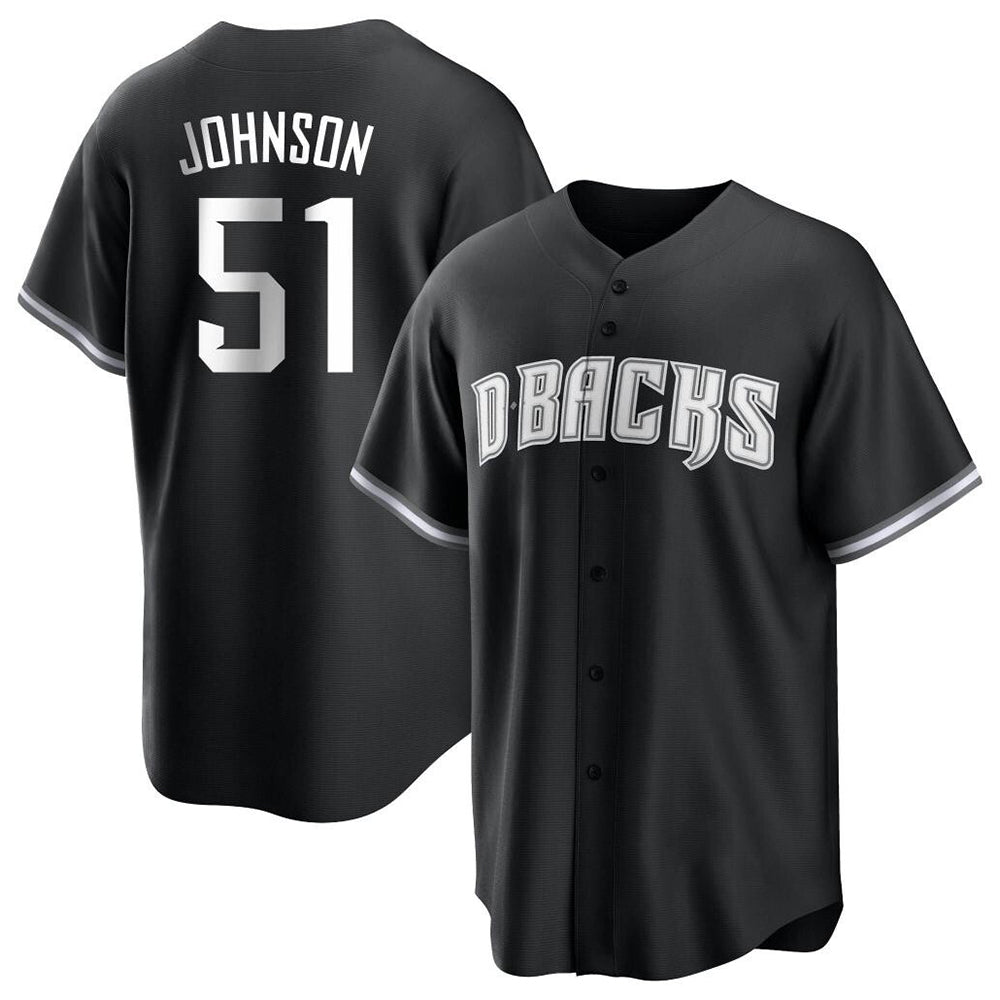 Fenge A.Diamondbacks #51 Randy Johnson Player Black White Replica Alternate Stitched Jerseys