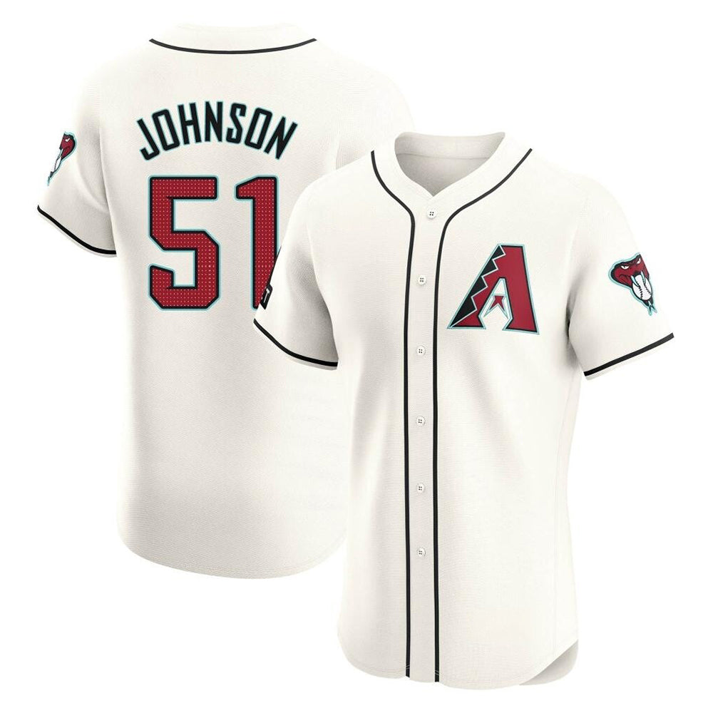 Fenge A.Diamondbacks #51 Randy Johnson Player Cream Elite Home Patch Stitched Jerseys