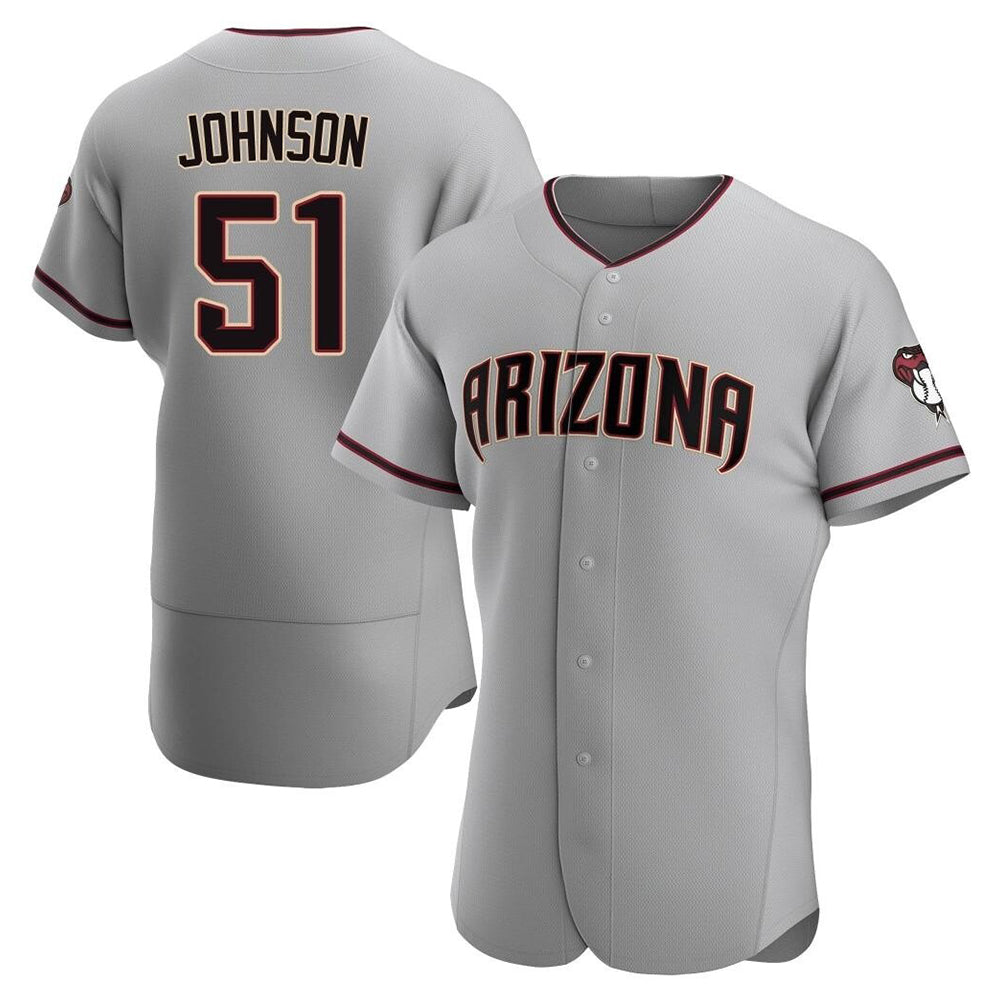 Fenge A.Diamondbacks #51 Randy Johnson Player Gray Authentic Road Stitched Jerseys