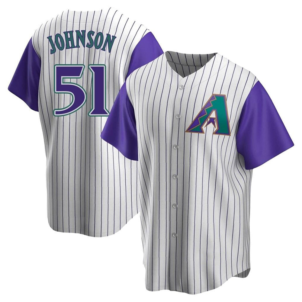 Fenge A.Diamondbacks #51 Randy Johnson Purple Replica Alternate Cooperstown Collection Stitched Jerseys