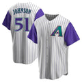Fenge A.Diamondbacks #51 Randy Johnson Purple Replica Alternate Cooperstown Collection Stitched Jerseys