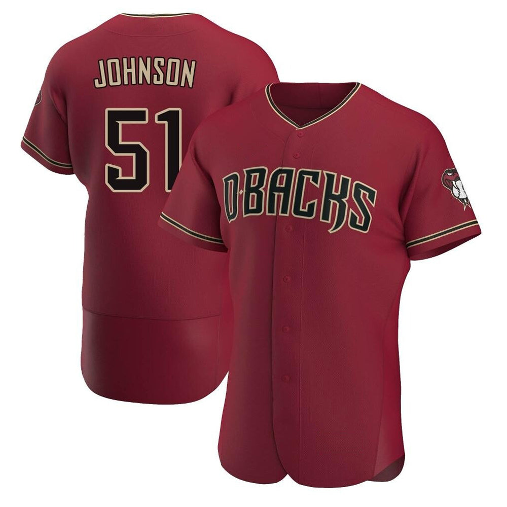 Fenge A.Diamondbacks #51 Randy Johnson Red Authentic Crimson Alternate Stitched Jerseys