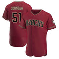Fenge A.Diamondbacks #51 Randy Johnson Red Authentic Crimson Alternate Stitched Jerseys
