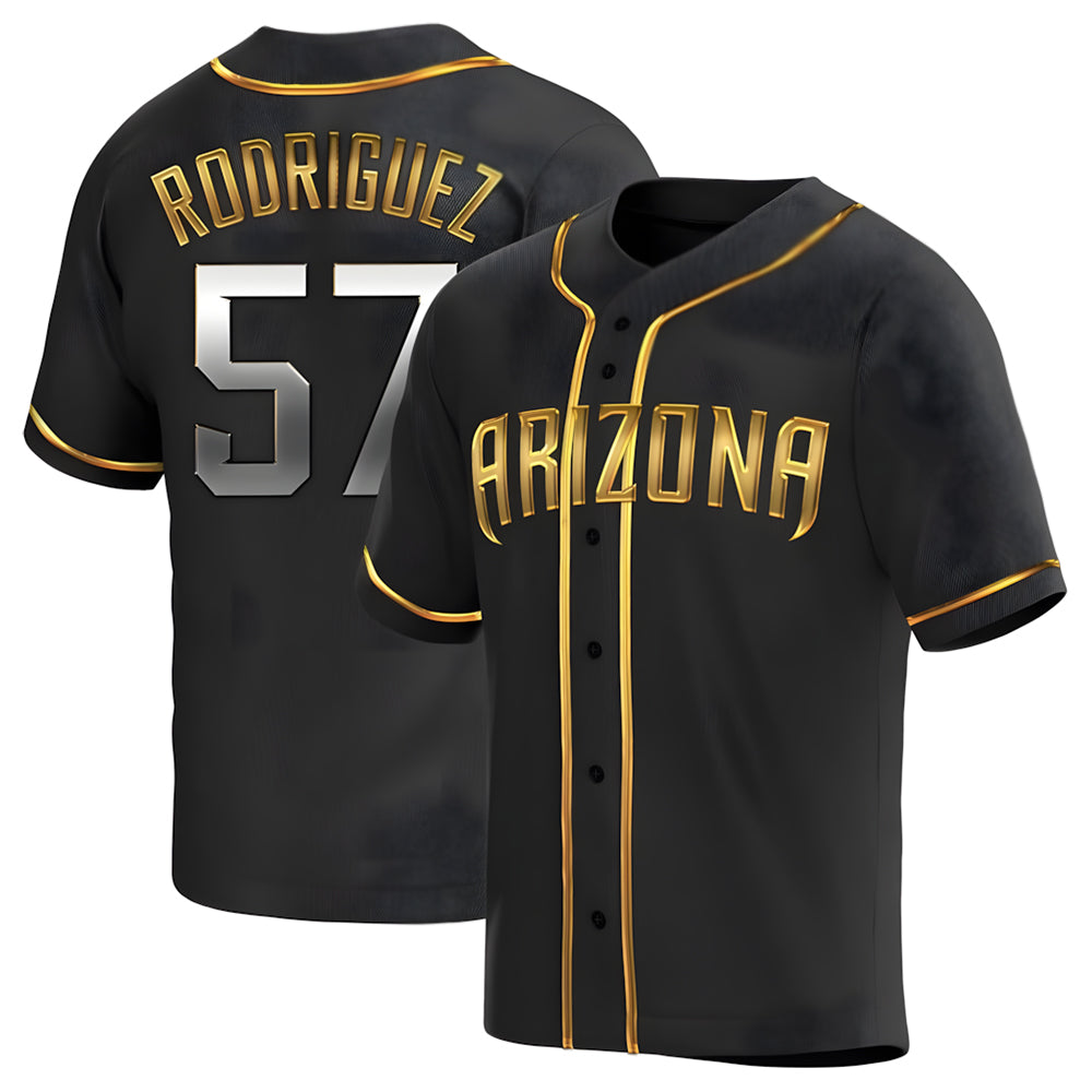Fenge A.Diamondbacks #57 Eduardo Rodriguez Player Black Golden Replica Alternate Stitched Jersey