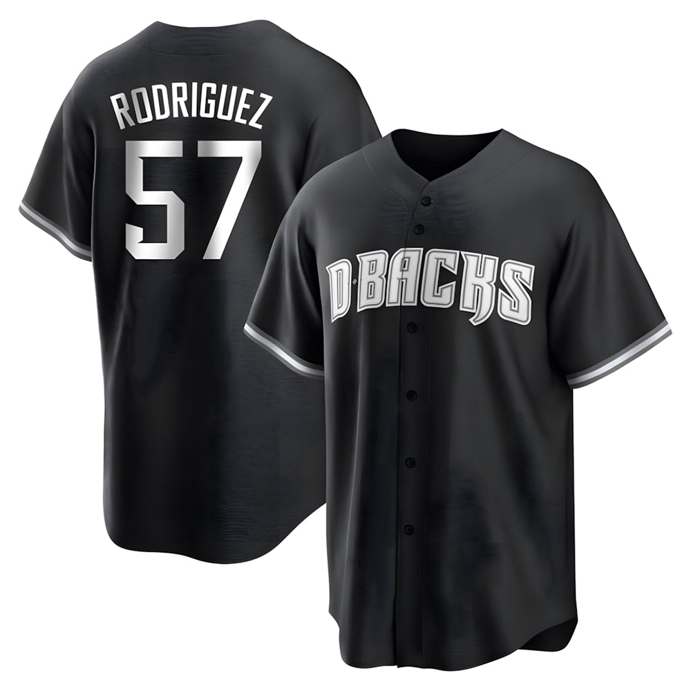 Fenge A.Diamondbacks #57 Eduardo Rodriguez Player Black White Replica Alternate Stitched Jersey