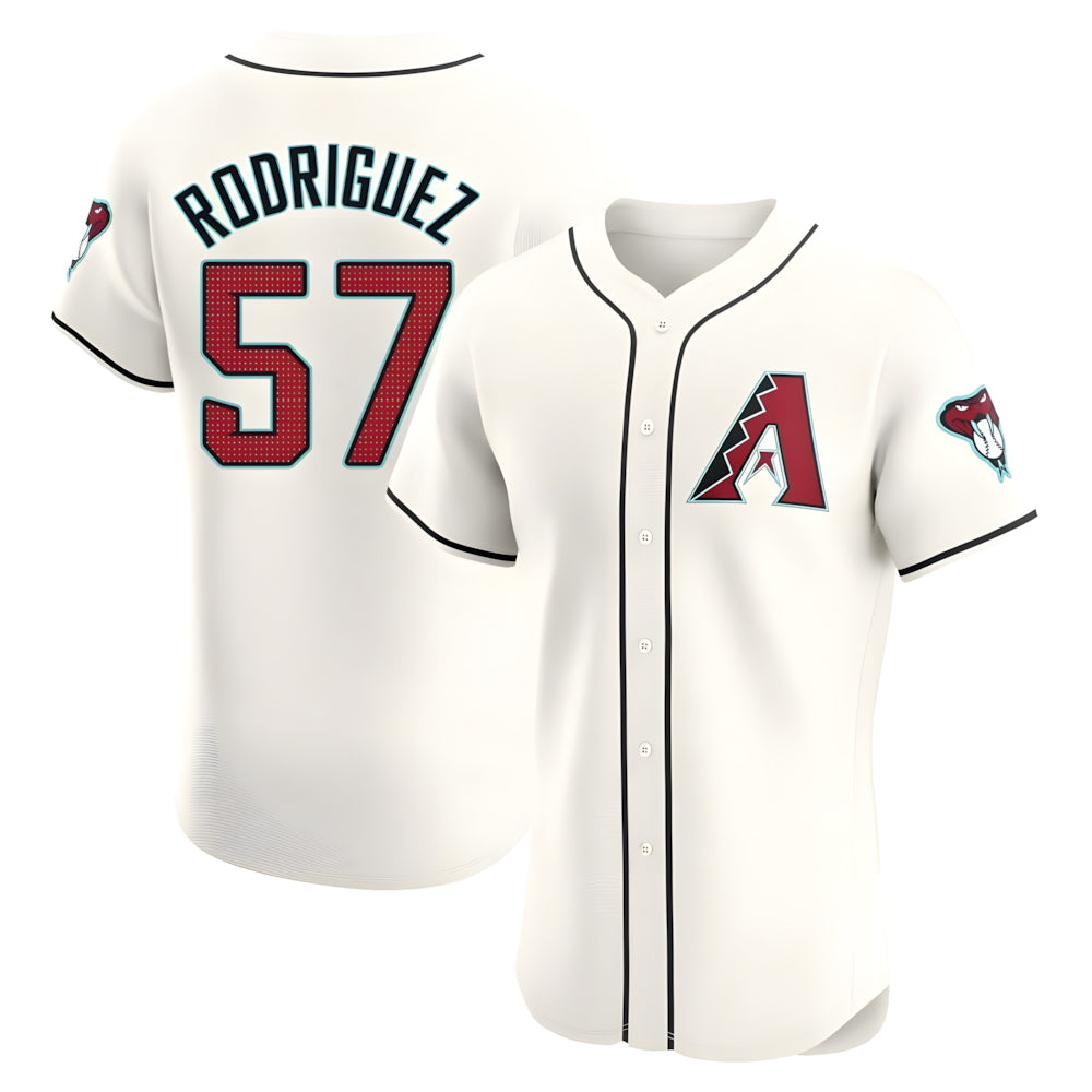 Fenge A.Diamondbacks #57 Eduardo Rodriguez Player Cream Elite Home Stitched Jersey
