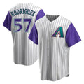 Fenge A.Diamondbacks #57 Eduardo Rodriguez Player  Cream Purple Replica Alternate Cooperstown Collection Stitched Jersey