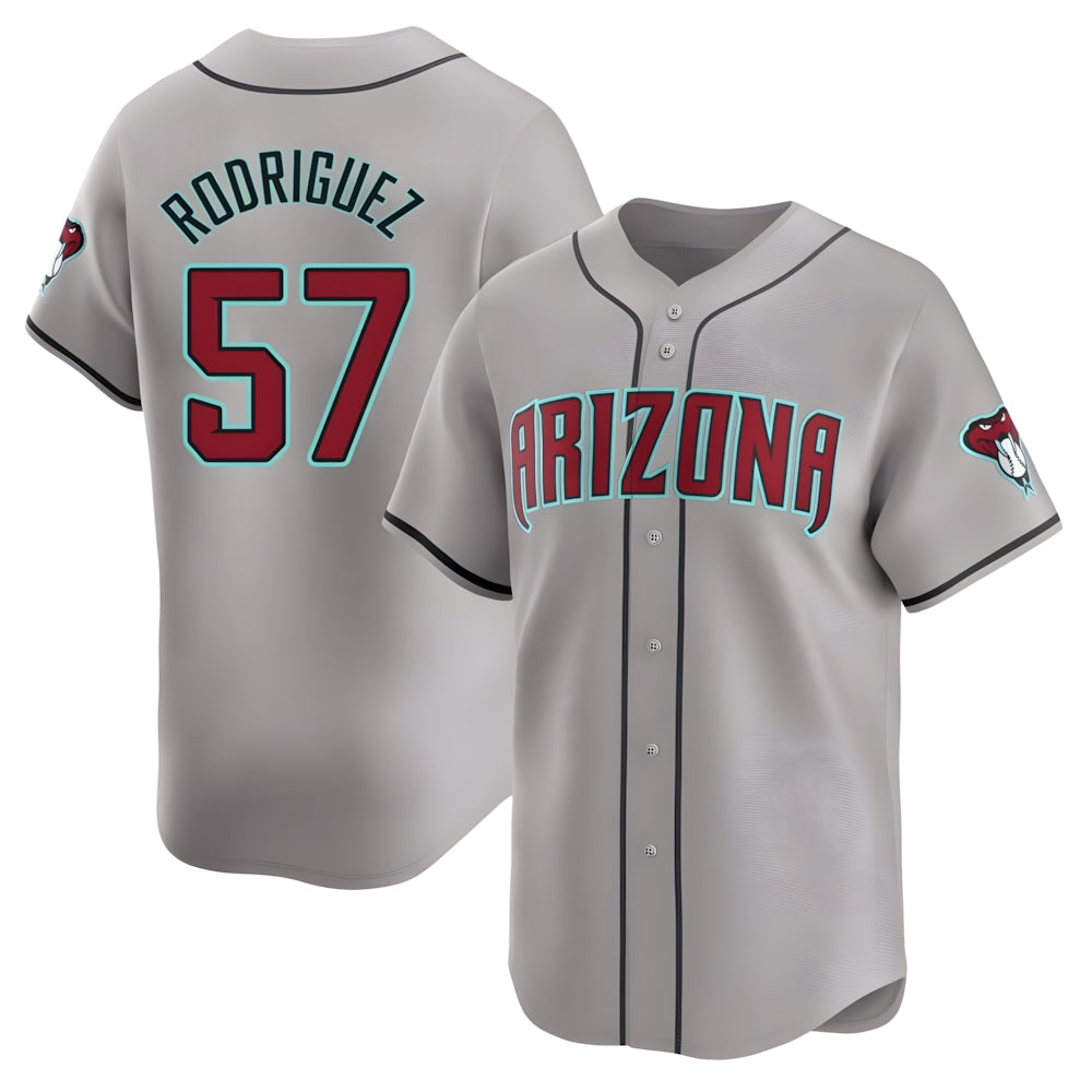 Fenge A.Diamondbacks #57 Eduardo Rodriguez Player Gray Limited Away Stitched Jersey