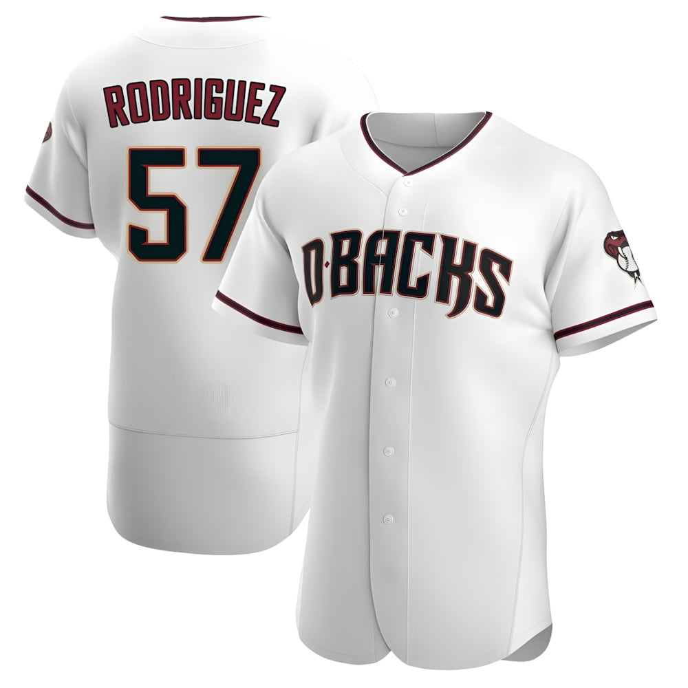 Fenge A.Diamondbacks #57 Eduardo Rodriguez Player White Crimson Home Stitched Jersey