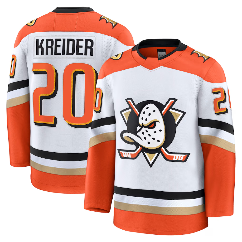 Fenge A.Ducks #20 Chris Kreider White Away Premium Jerseys