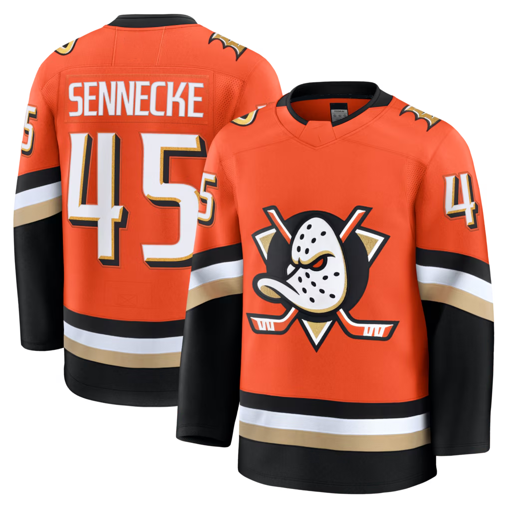 Fenge A.Ducks #45 Beckett Sennecke Orange Home Premium Jerseys