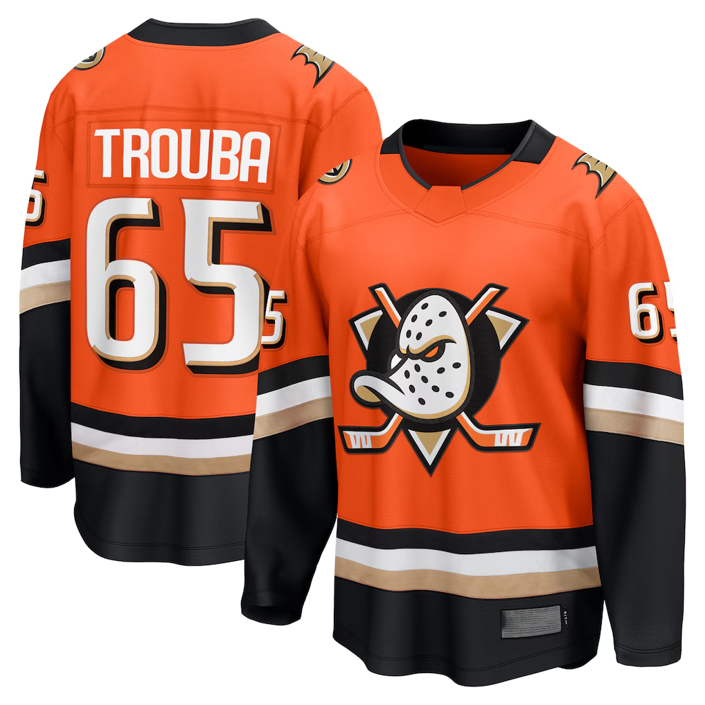 Fenge A.Ducks #65 Jacob Trouba Orange Home Breakaway Player Jerseys