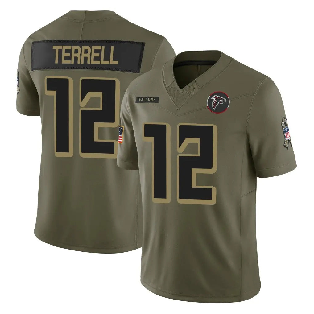 Fenge A.Falcons #12 Avieon Terrell Player Olive Salute To Service Limited Home Game Stitched Jerseys