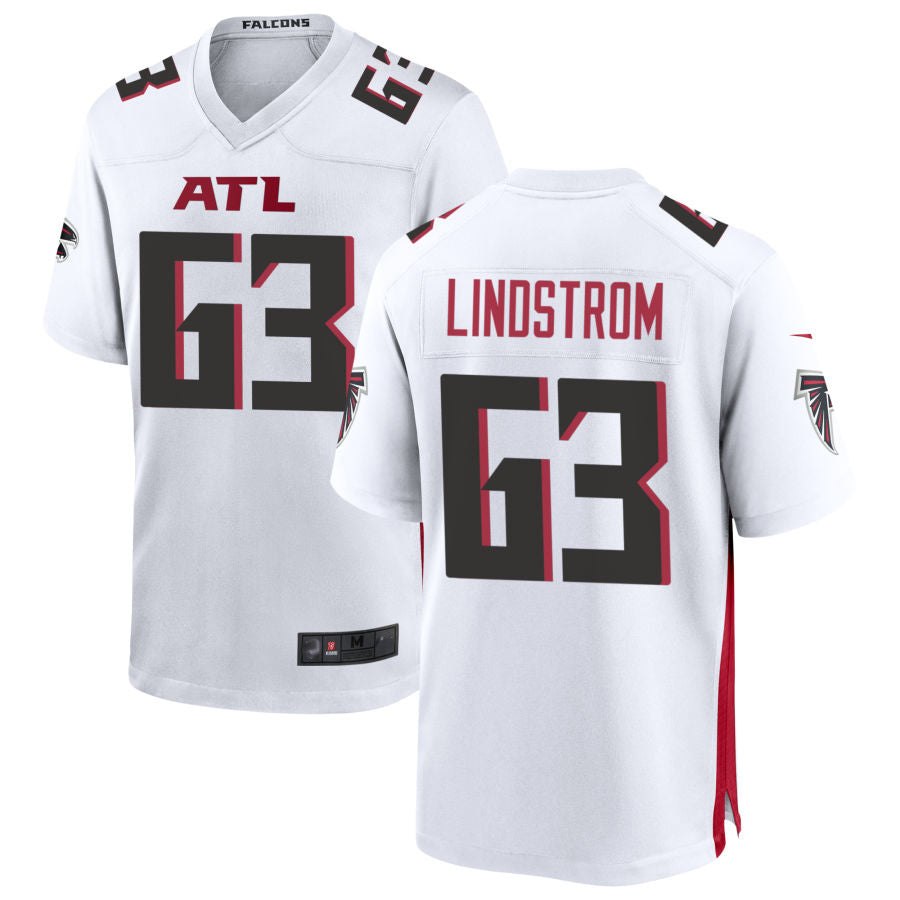 Fenge A.Falcons #63 Chris Lindstrom Player White Home Game Football Stitched Jerseys