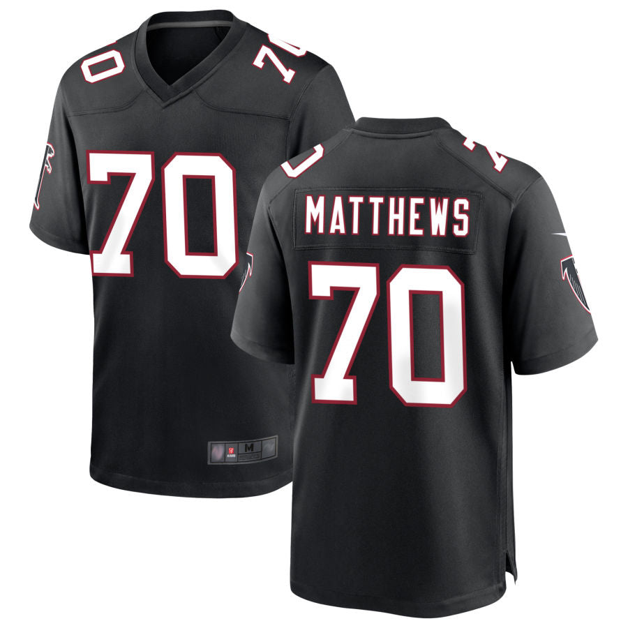 Fenge A.Falcons #70 Jake Matthews Player Black Throwback Game Stitched Jerseys