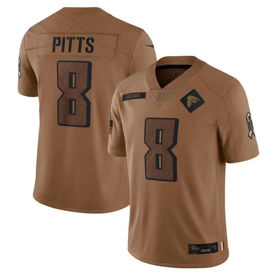 Fenge A.Falcons #8 Kyle Pitts Sr. Player Brown Salute To Service Limited Stitched Jerseys