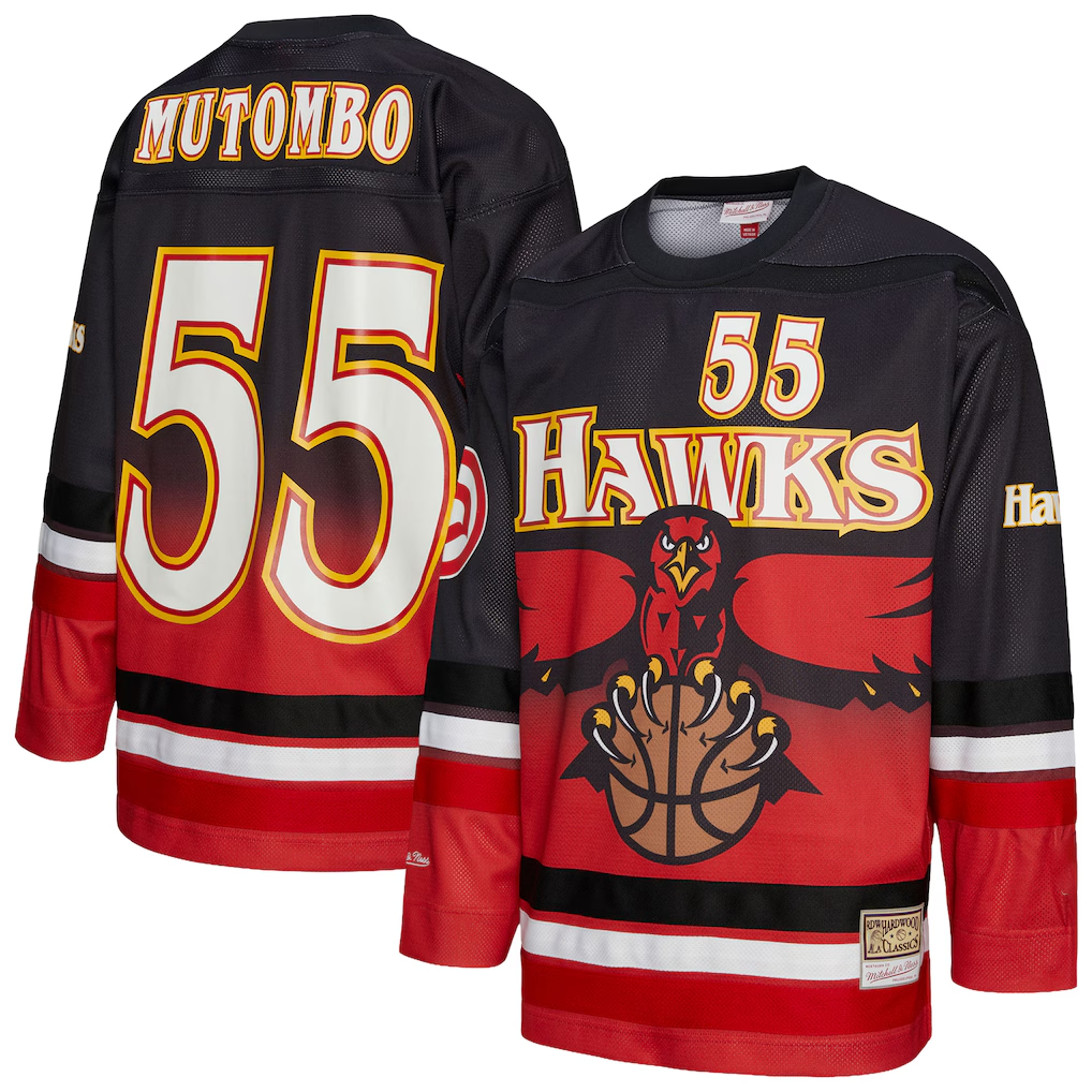 Fenge A.Hawks #55 Dikembe Mutombo Mitchell & Ness Red Maxxed Out Fashion Hockey Jerseys
