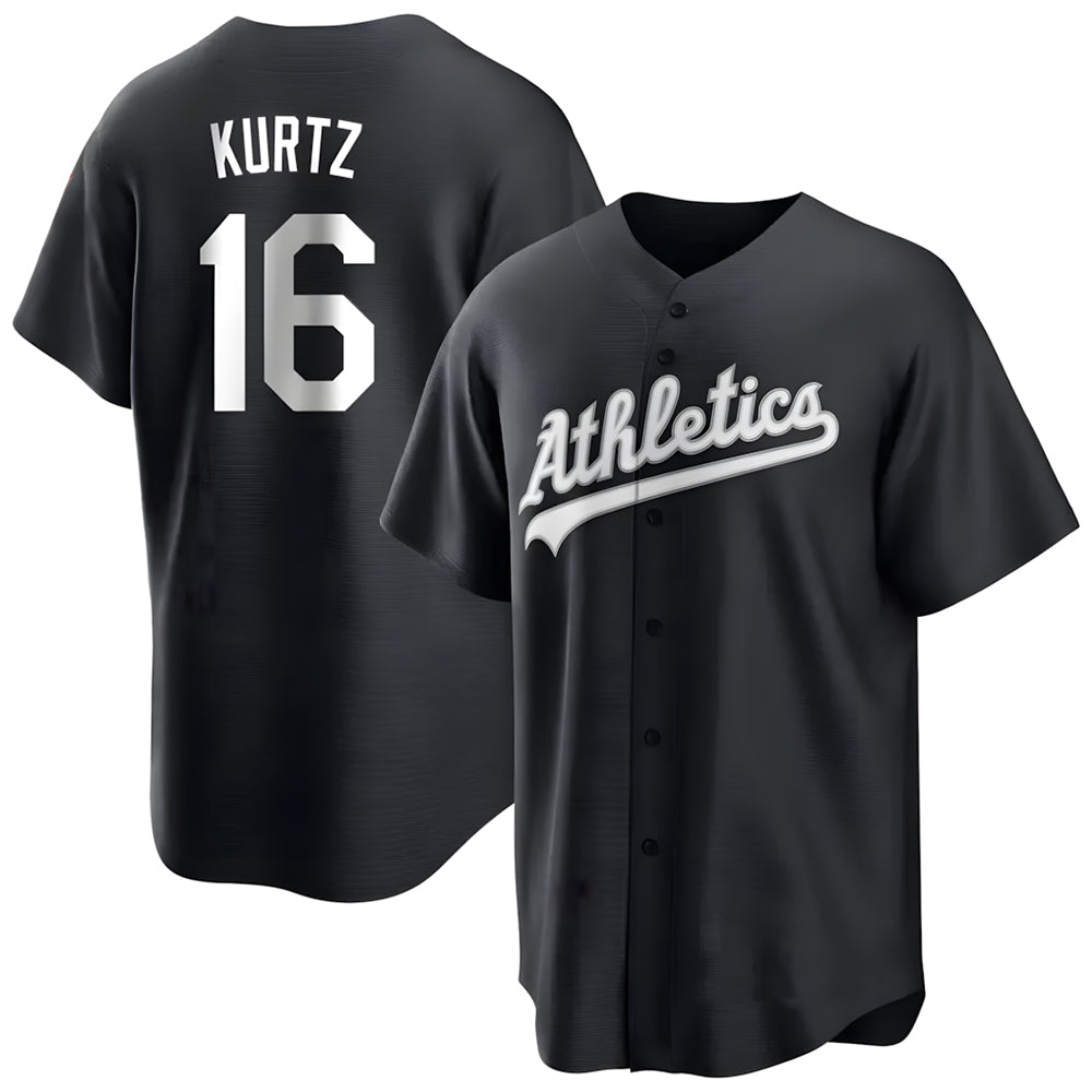 Fenge Athletics #16 Nick Kurtz Player Black Game Stitched Jerseys