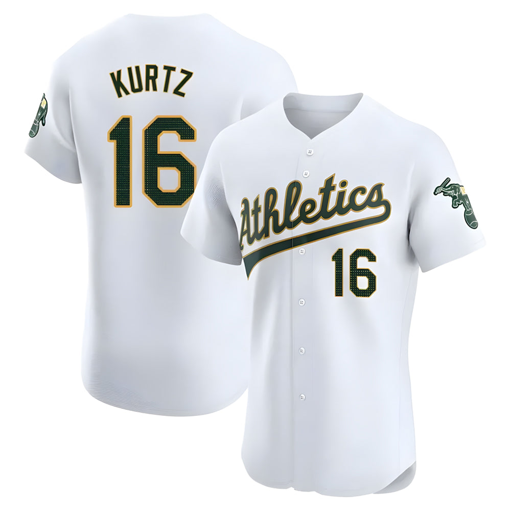 Fenge Athletics #16 Nick Kurtz Player White Elite Road Stitched Jerseys
