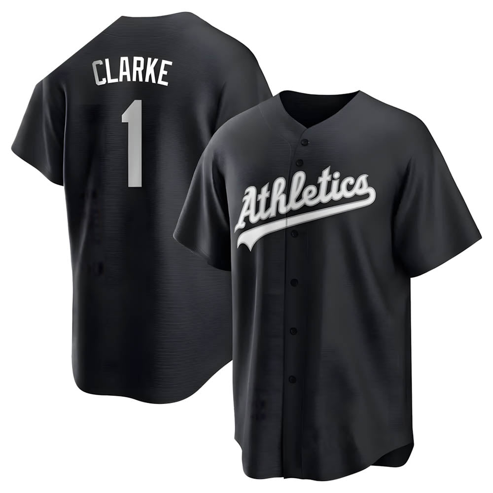 Fenge Athletics #1 Denzel Clarke player Black&White Replica Stitched Jersey