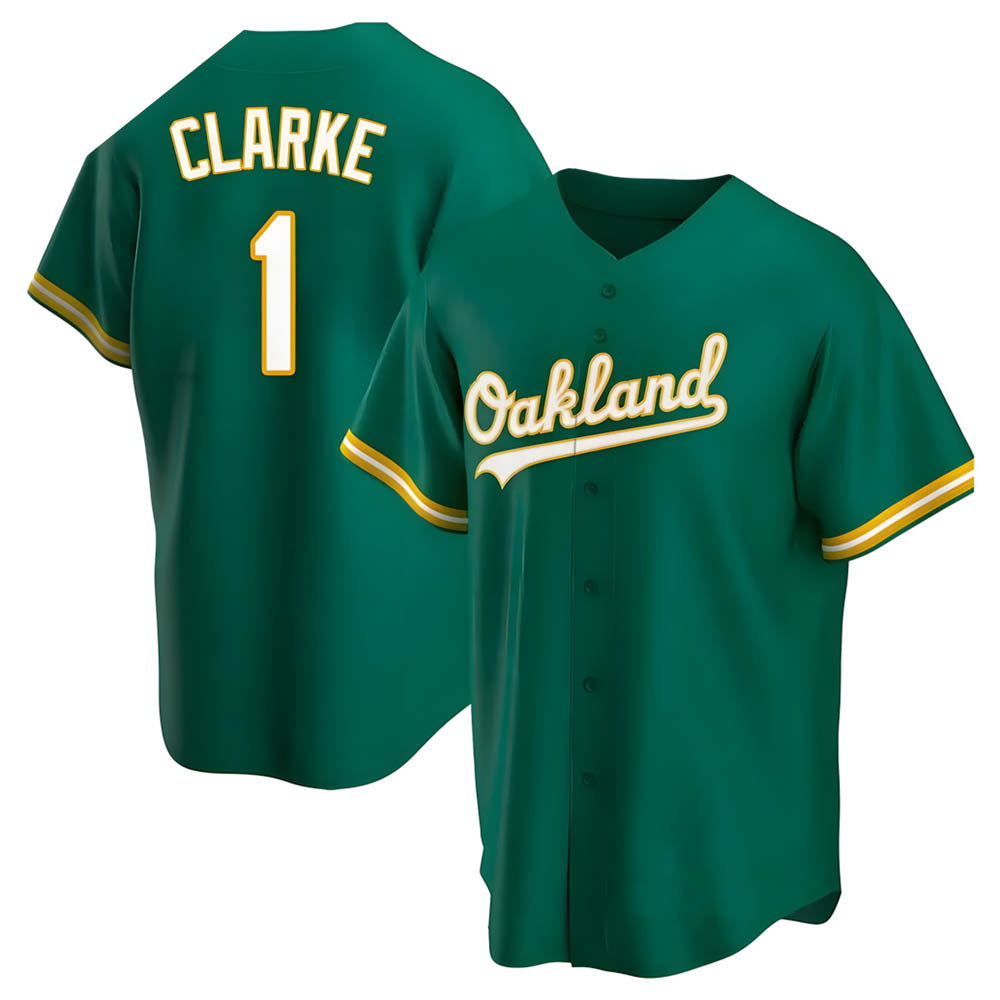 Fenge Athletics #1 Denzel Clarke player Green Replica Kelly Alternate Stitched Jersey
