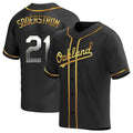 Fenge Athletics #21 Tyler Soderstrom Player Black Golden Replica Alternate Stitched Jersey