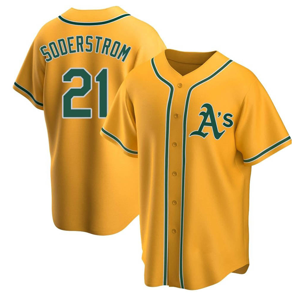 Fenge Athletics #21 Tyler Soderstrom Player Gold Replica Alternate Stitched Jersey