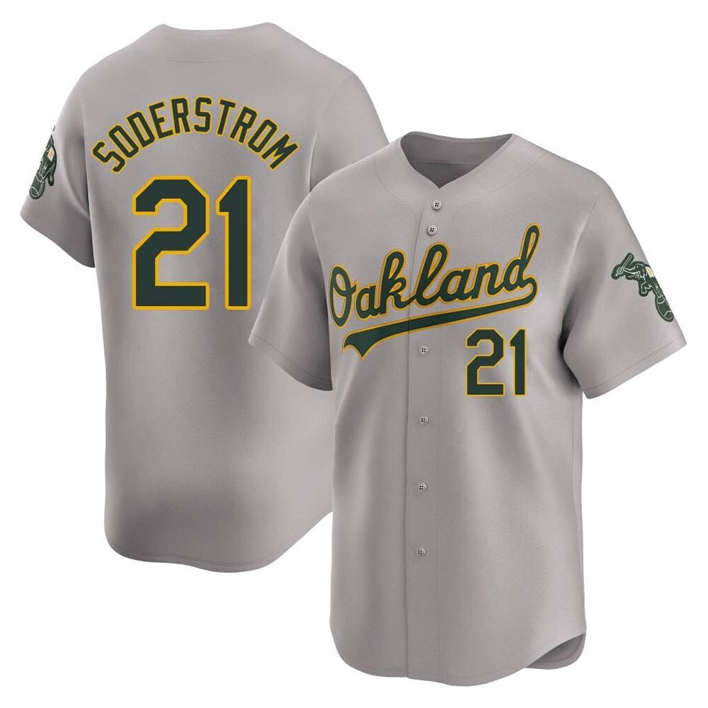 Fenge Athletics #21 Tyler Soderstrom Player Gray Limited Away Stitched Jersey