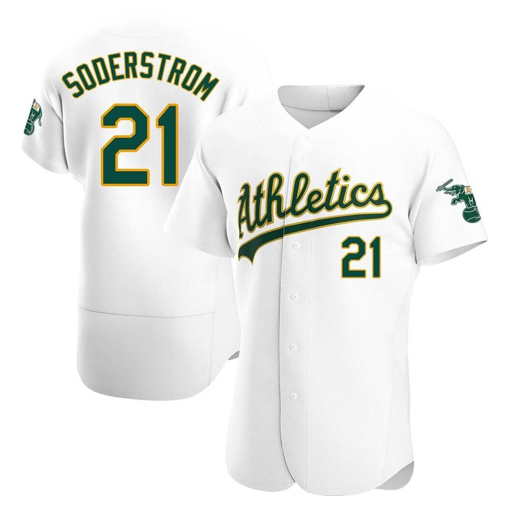 Fenge Athletics #21 Tyler Soderstrom Player White Authentic Home Stitched Jersey