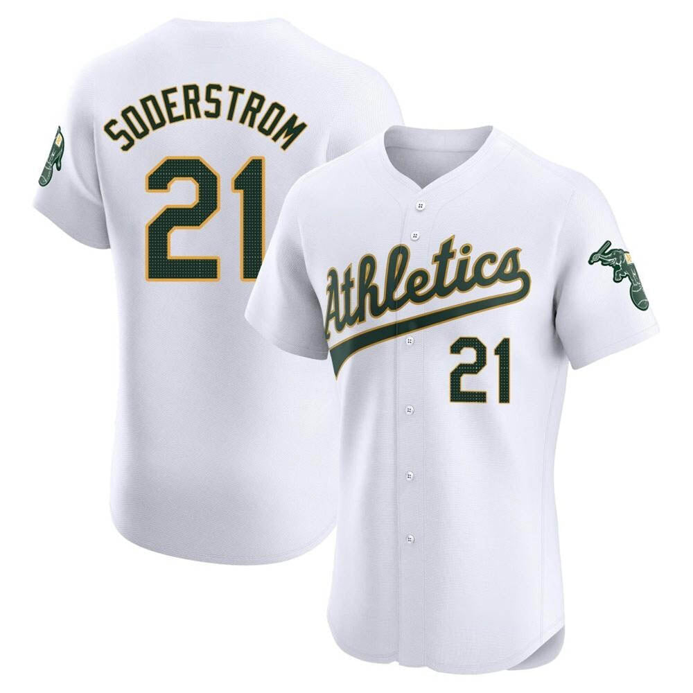 Fenge Athletics #21 Tyler Soderstrom Player White Elite Home Stitched Jersey